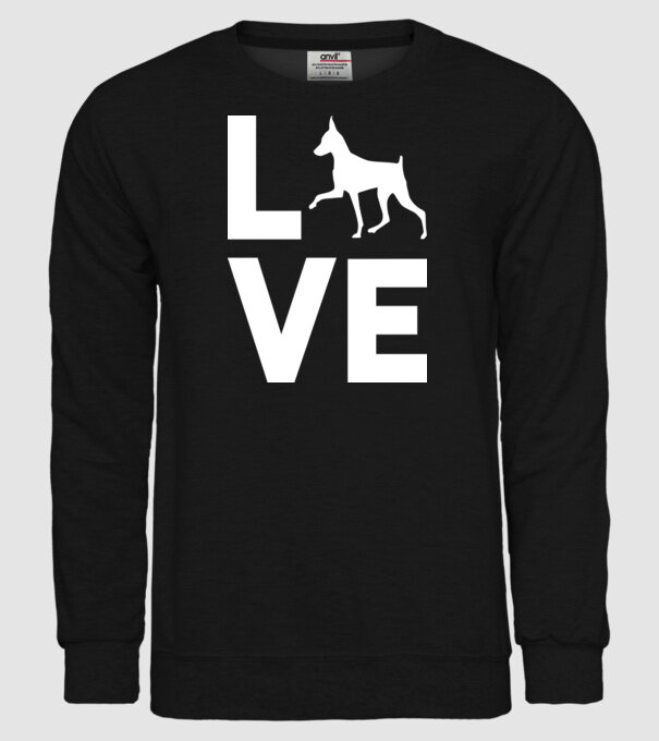 LOVE Pinscher model negru pe tricou