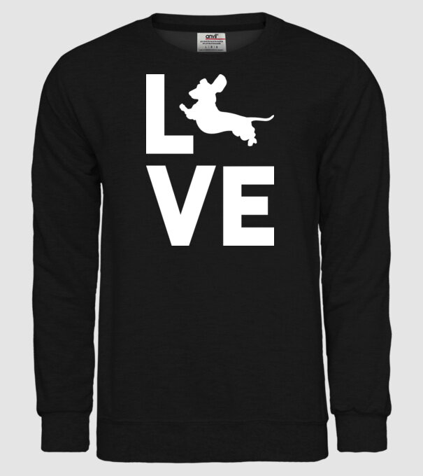 LOVE Teckel model negru pe tricou