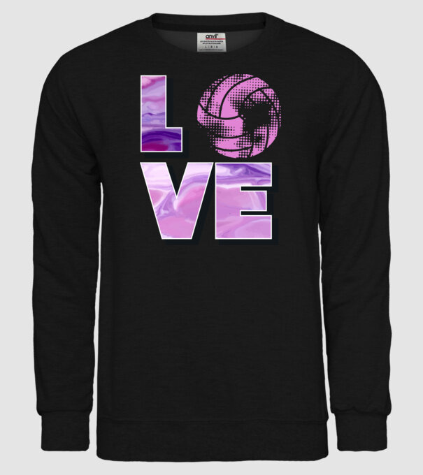 Love volleyball model negru pe tricou