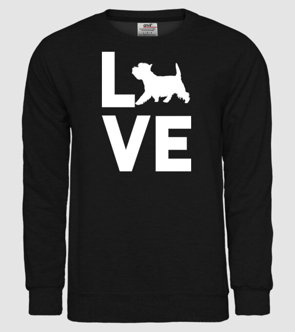 LOVE Westie model negru pe tricou