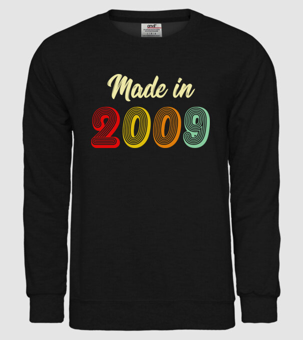 made in 2009 retro model negru pe tricou