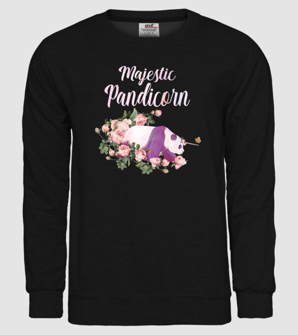 Majestic pandicorn model negru pe tricou