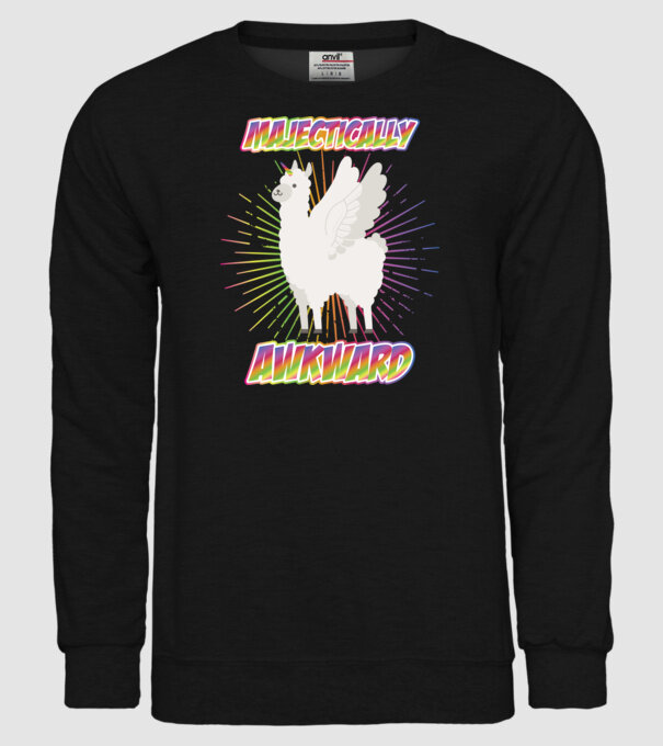 Majestically Awkward model negru pe tricou
