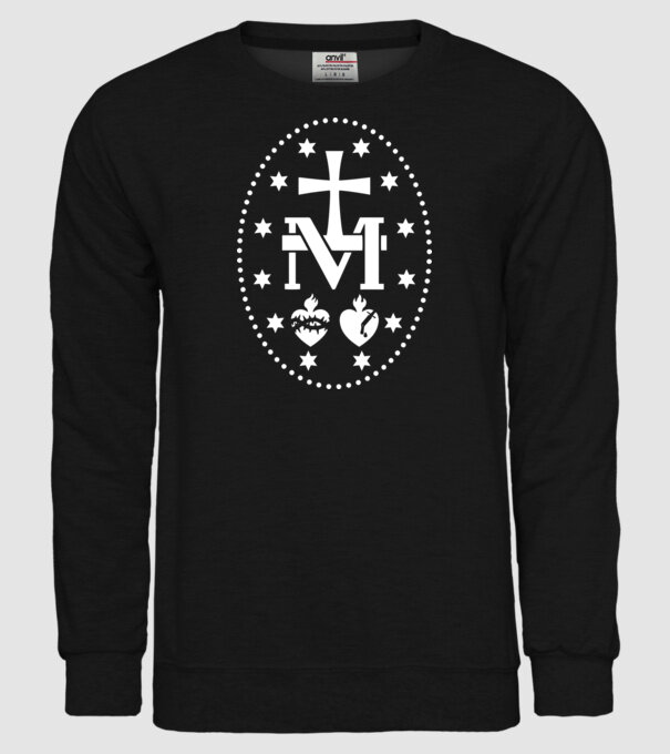 Simboluri medalie Maria model negru pe tricou