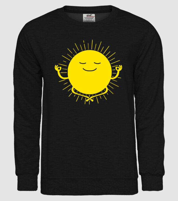 Soare meditând model negru pe tricou
