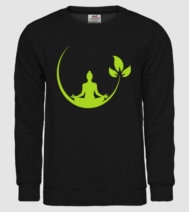 meditation leaf model negru pe tricou