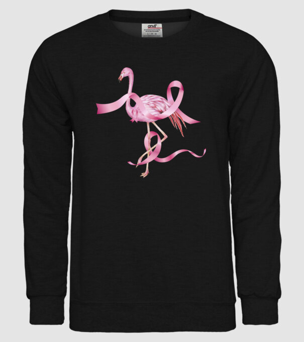 Împotriva Cancerului de sân flamingo model negru pe tricou