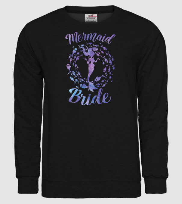 Mermaid bride aquarell model negru pe tricou