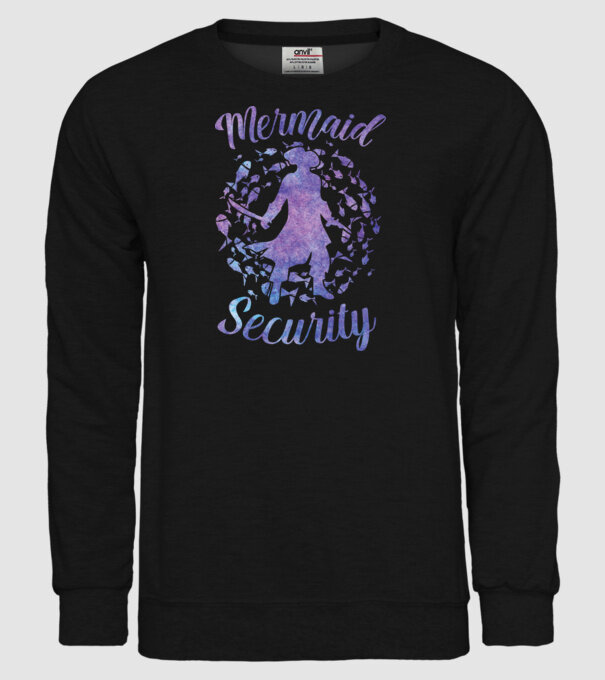 Mermaid Security boys aquarell model negru pe tricou