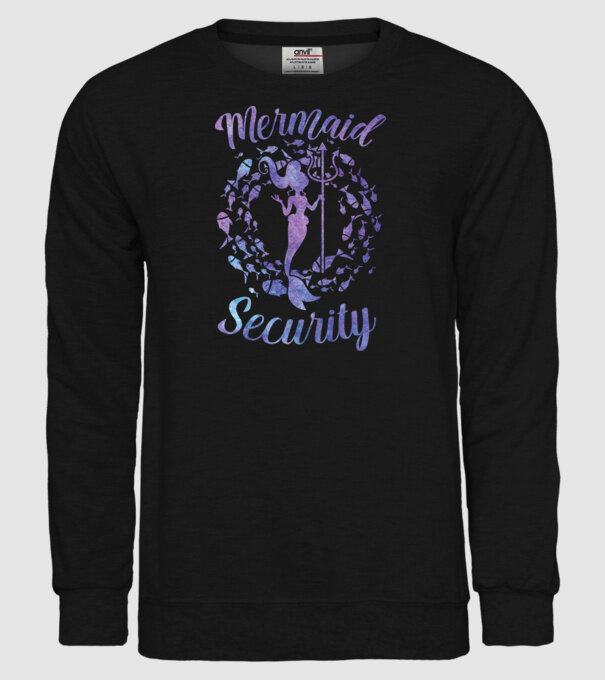 Mermaid Security girls aquarell model negru pe tricou