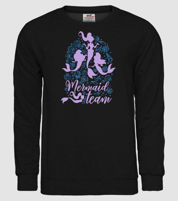 MermaidTeam model negru pe tricou