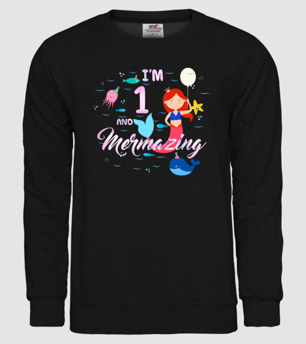 Mermazing Birthday 1 model negru pe tricou