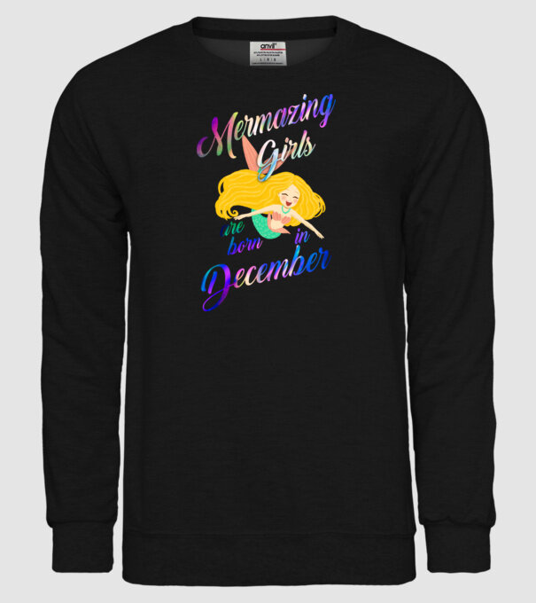 Mermazing girls are born december model negru pe tricou