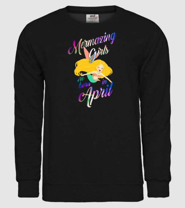 Mermazing girls are born in april model negru pe tricou