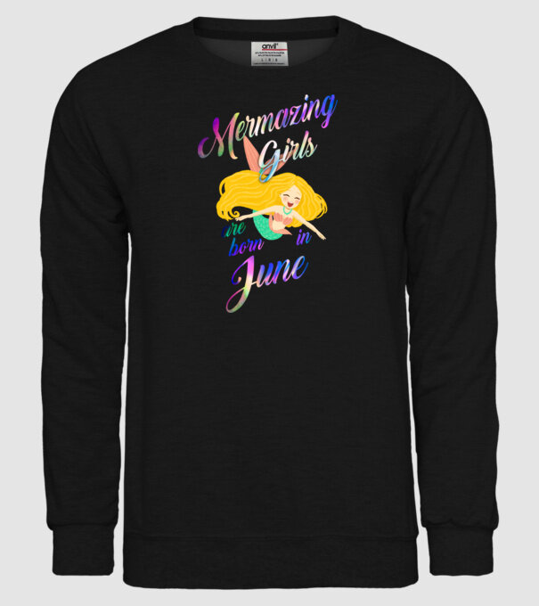 Mermazing girls are born june model negru pe tricou