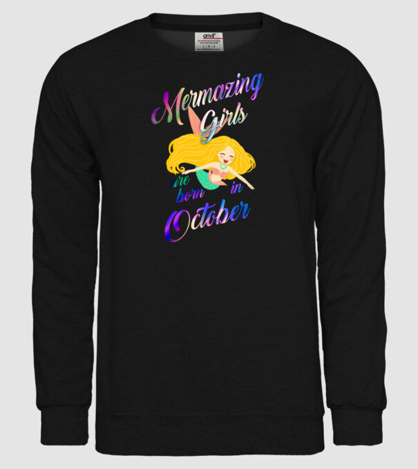 Mermazing girls are born october model negru pe tricou