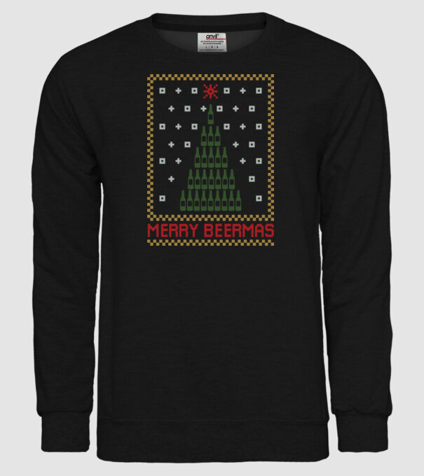 Merry Beermas model negru pe tricou