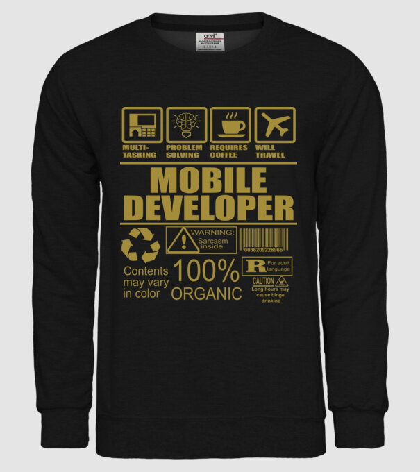 Mobile developer model negru pe tricou