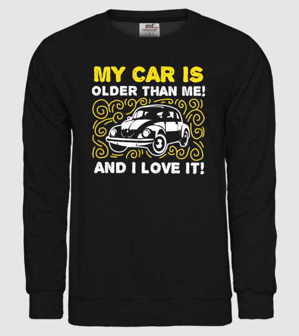 My car is older than me and I love it model negru pe tricou