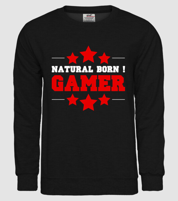 Natural born gamer model negru pe tricou