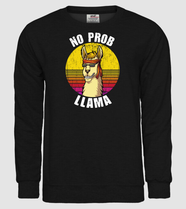 No Prob LLama - Láma model negru pe tricou