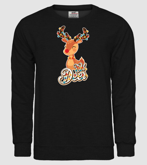 Oh deer model negru pe tricou