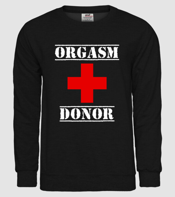 Orgasm Donor model negru pe tricou