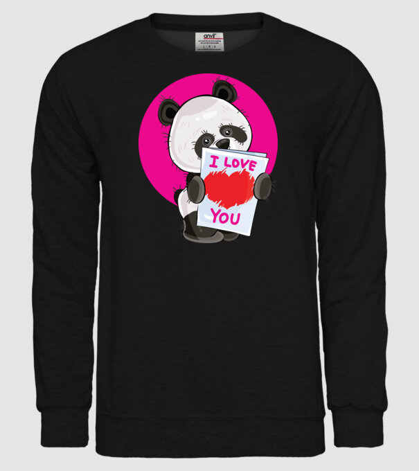 dragoste panda model negru pe tricou