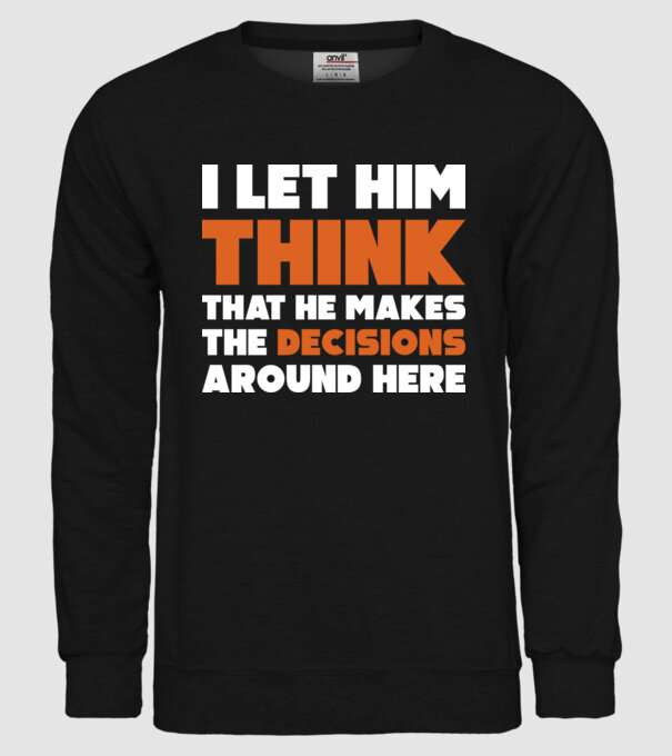 Motiv cuplu I let him think model negru pe tricou