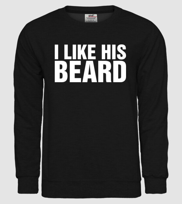 Motiv cuplu I like his beard model negru pe tricou
