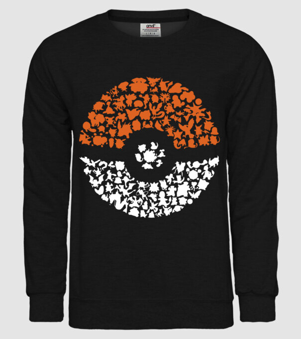 Pokeball model negru pe tricou