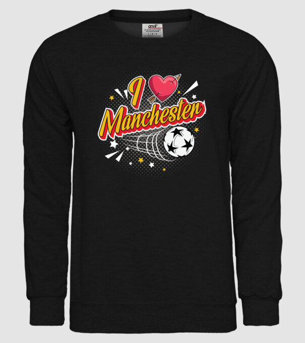 Popart Manchester model negru pe tricou
