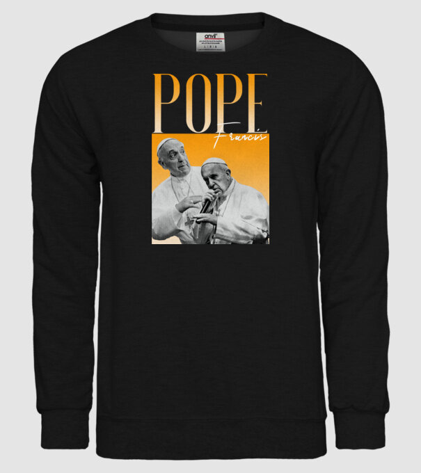 Pope Frances 90s poster model negru pe tricou