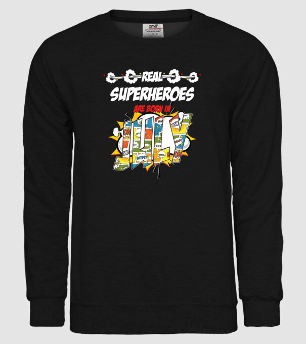 real superheroes are born in july model negru pe tricou
