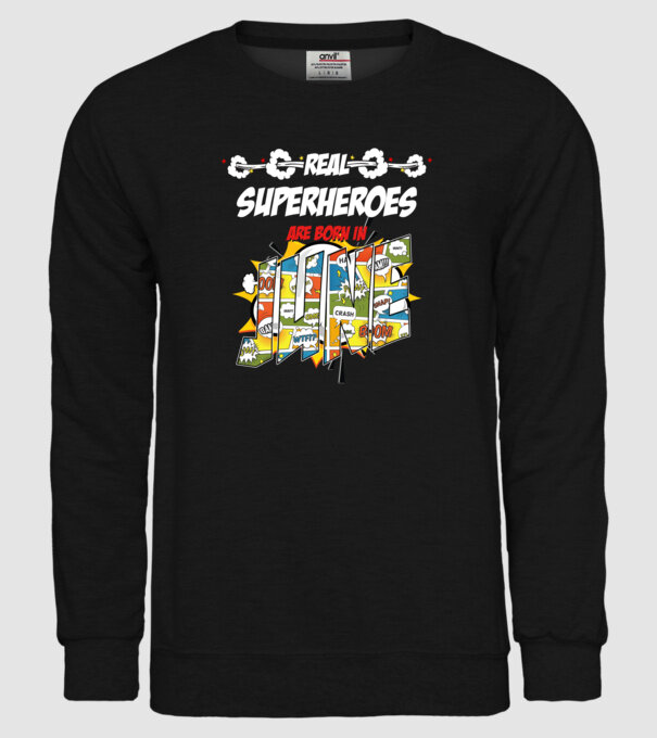 real superheroes are born in june model negru pe tricou