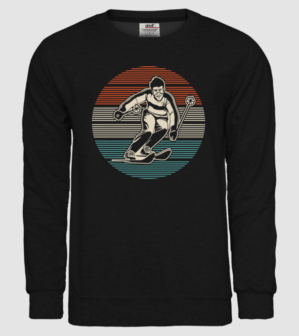 Retro circle ski model negru pe tricou