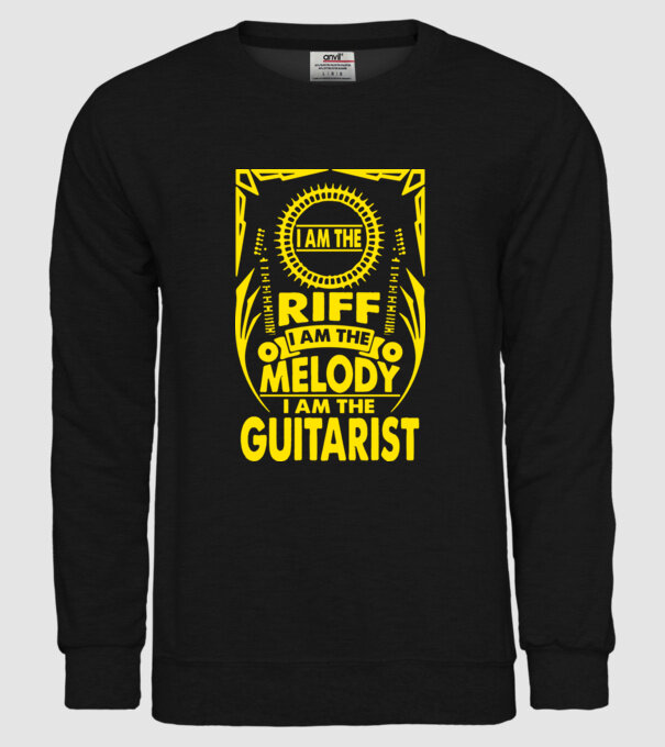 Riff Melody Guitarist model negru pe tricou