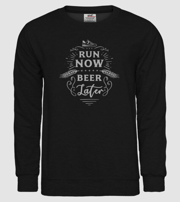 Run now beer later vintage model negru pe tricou
