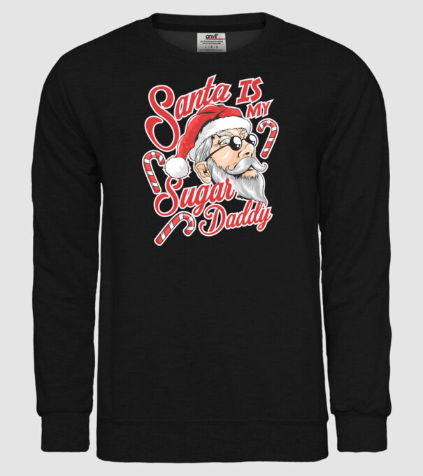 Santa is my sugar daddy model negru pe tricou