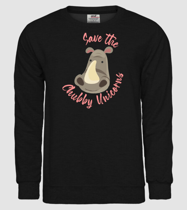 Save the chubby unicorns model negru pe tricou
