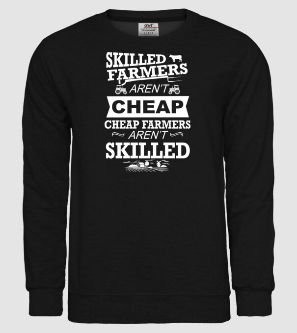 'Skilled farmers aren''t cheap Cu tractor' model negru pe tricou