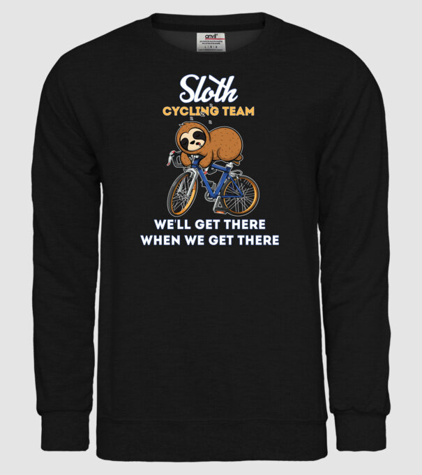 Sloth cycling team model negru pe tricou