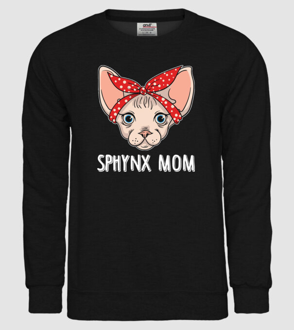sphynx mom model negru pe tricou