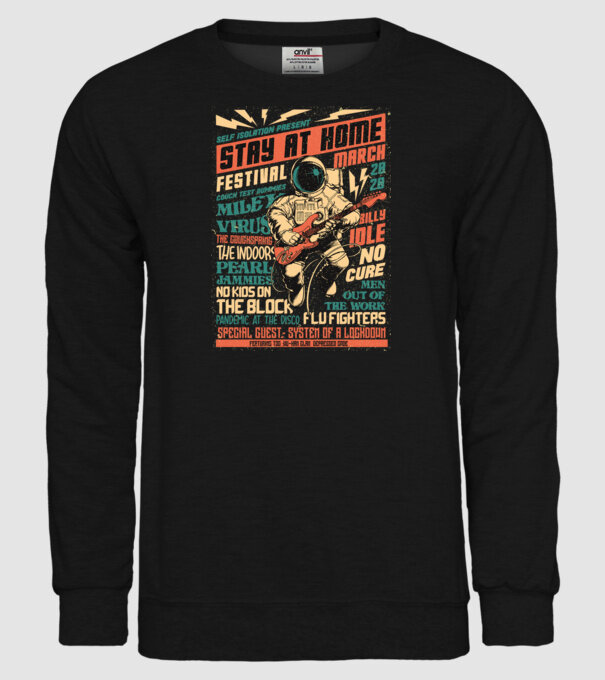 Stay at home festival model negru pe tricou
