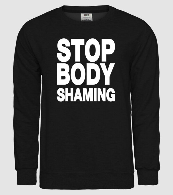 Stop body shaming helvetica model negru pe tricou