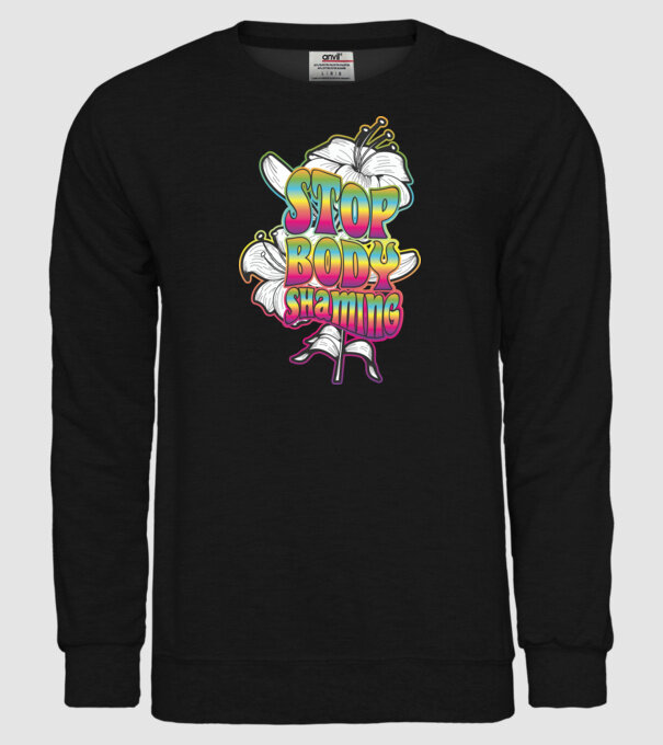 Stop body shaming lily model negru pe tricou