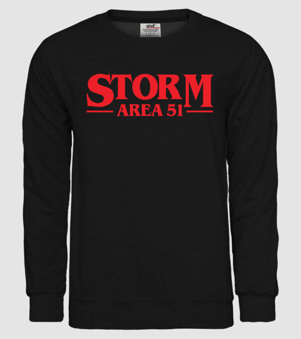 storm area 51 stranger model negru pe tricou