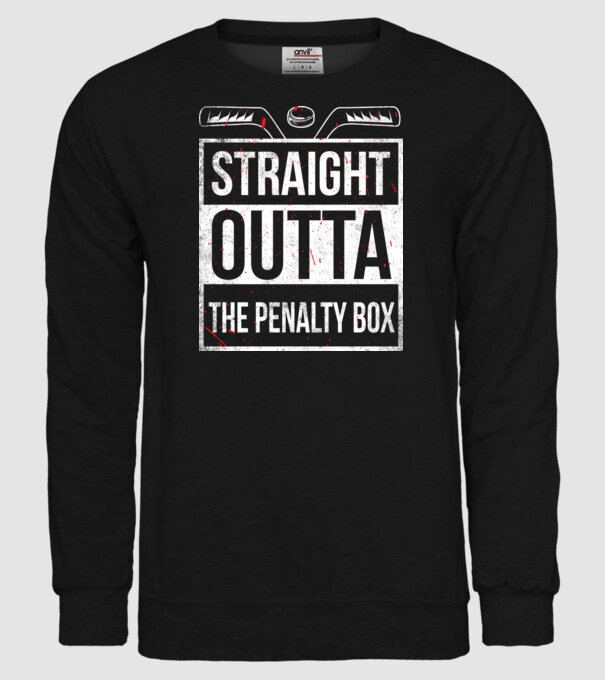 Straight outta the penalty box model negru pe tricou