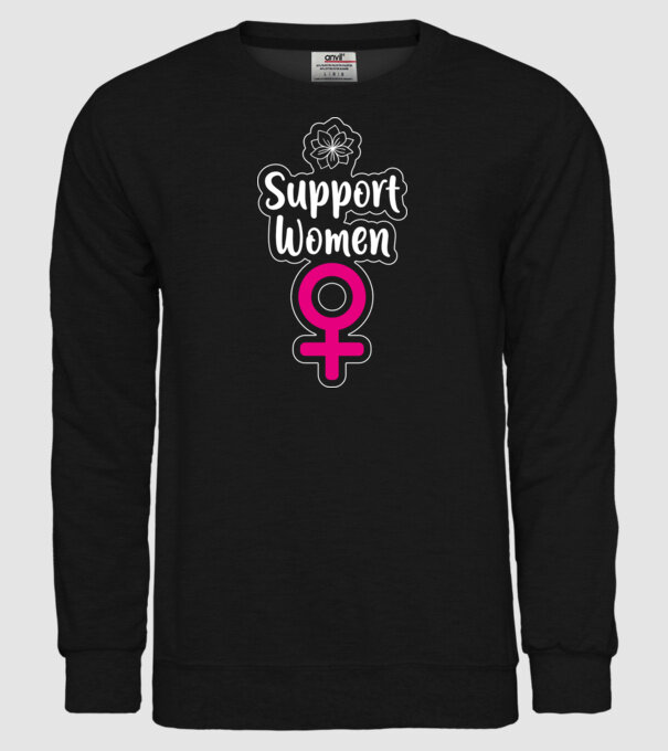 Support Women model negru pe tricou