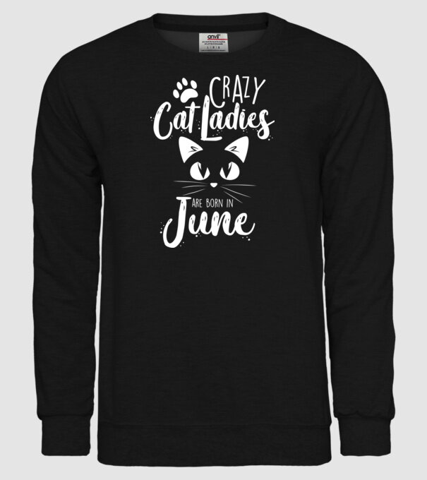 Crazy Cat Ladies are born in June model negru pe tricou